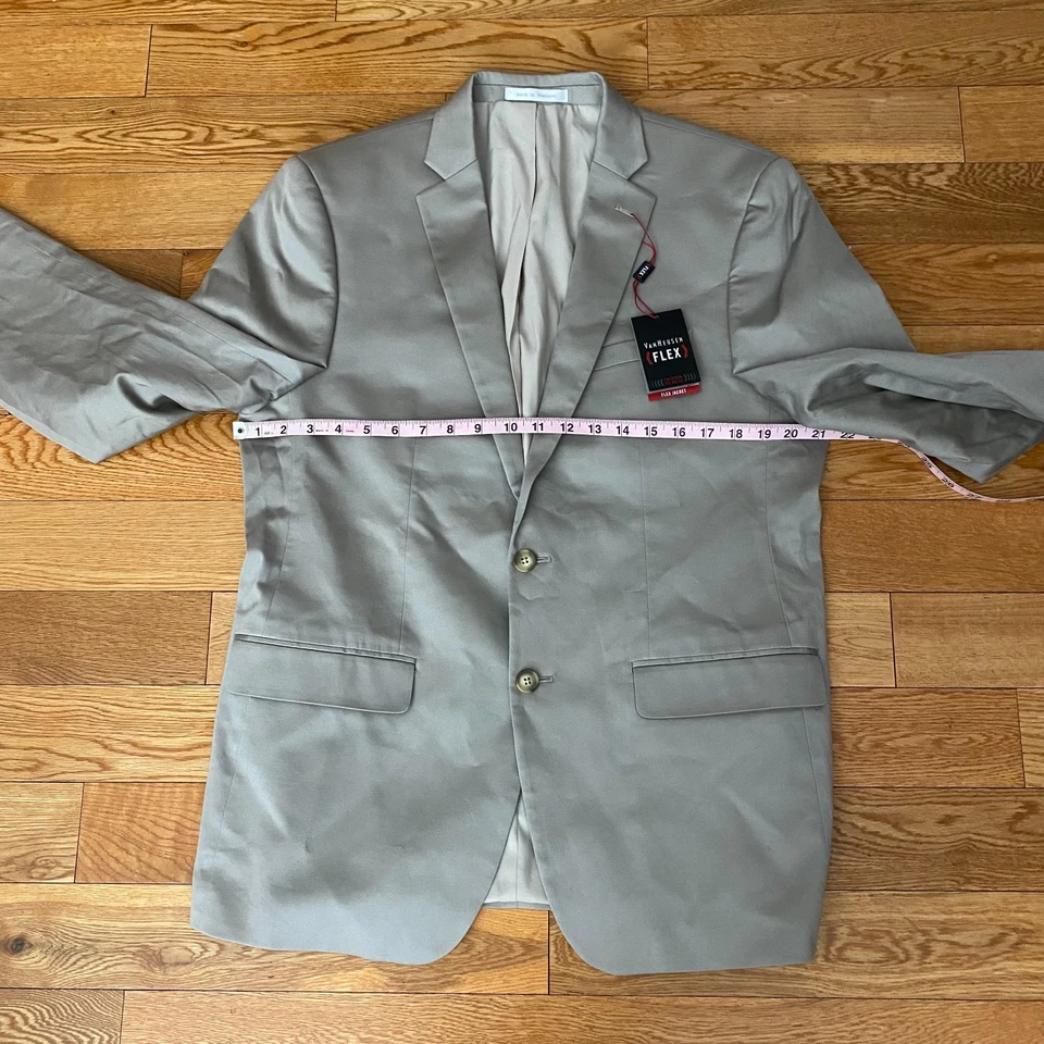 Van Heusen Mens Flex Blazer Taupe Slim Fit All Over Stretch Business 42R NWT - Image 3 of 4