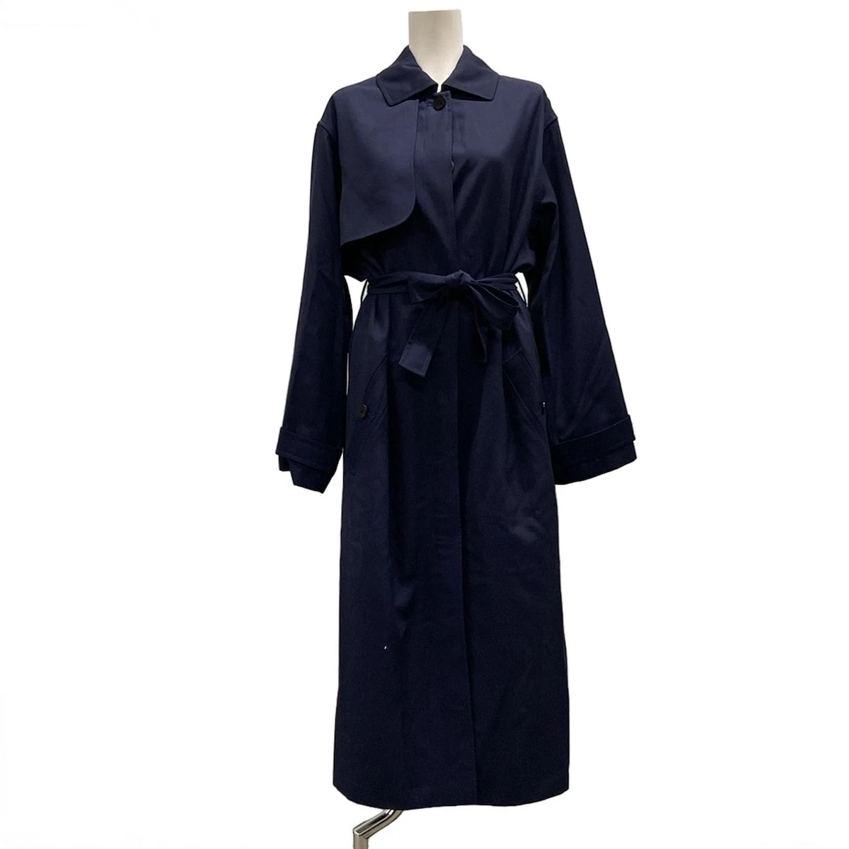 HERMÈS Trench coat fluido HERMES originale H5H0284DEI534 blu tessuto esterno caviglia] lana cappotto