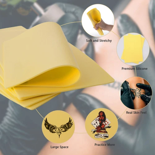 3 Pcs 3mm Thick Tattoo Practice Skin 12x8" Silicone Fake Skin for Artists image 3