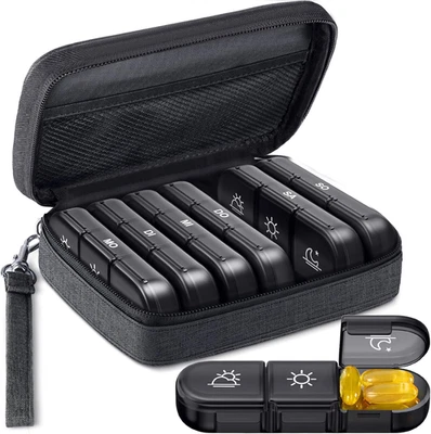 BESUCHE DEN AUVON-STORE AUVON Tablettenbox 7 Tage Morgens Mittags Abends, Canvas Tasche Medikamentenbox