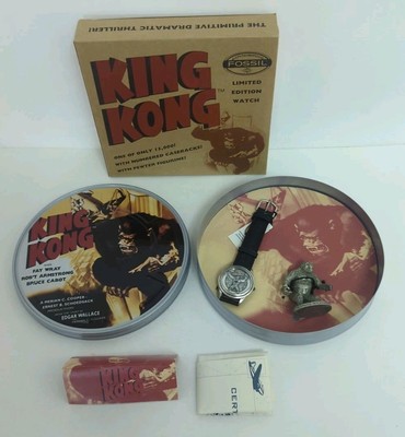 Fossil 1994 King Kong Watch in Tin & Pewter Figure L.E. 4792/15000 - MIB!