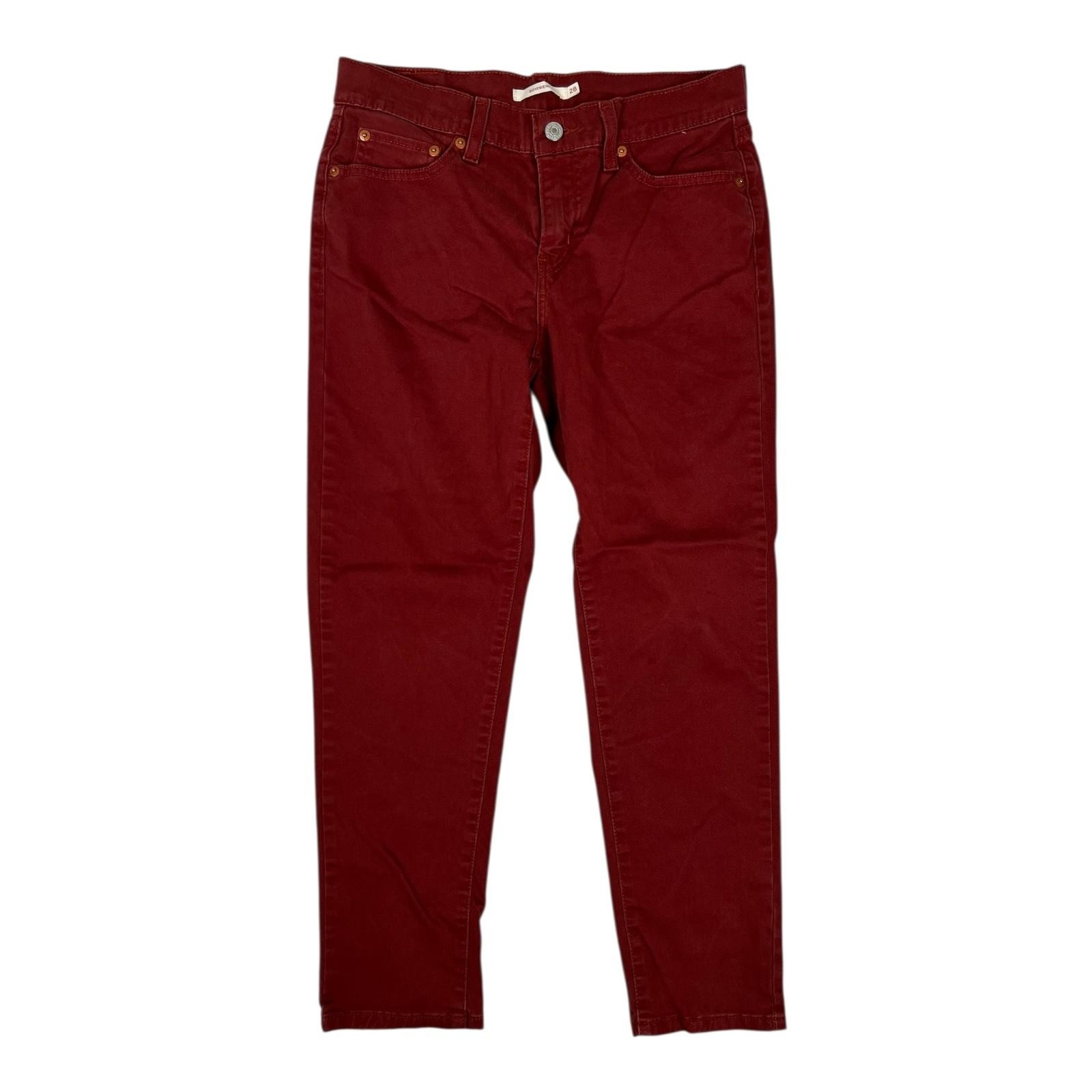 Levi's Boyfriend Jeans Womens 28x27 Red Relaxed Boyfriend Fit Stretch Denim