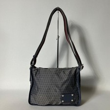 FENDI Shoulder Bag Navy Leather Nylon Zucca Women From Japan