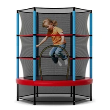 55" Mini Trampoline for Kids w/ Safety Enclosure Net & Seamless Design