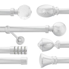 Chrome Metal Curtain Pole Set 25mm with Classic Brackets for Living Room