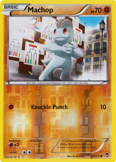 Machop 44/111 Common Furious Fists Pokemon Reverse Holo Heavily Played