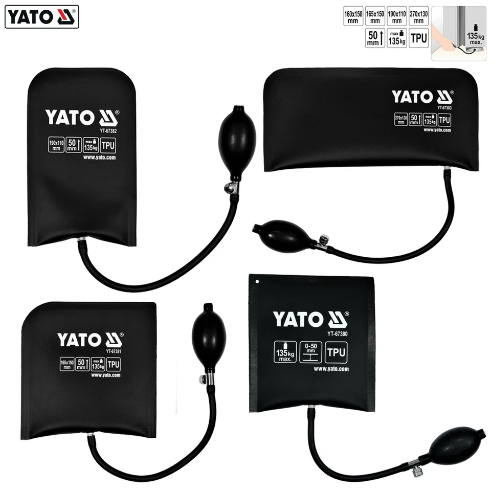 YATO Montagekissen Luftkissen Spreizkissen KFZ Pumpkissen Hebekissen Montage 135Kg