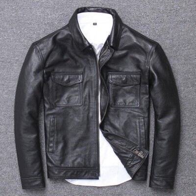 Mens Motorcycle Cafe Racer Vintage Biker Brown Distressed Real Leather Jacket