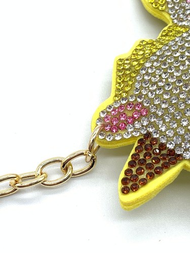Bling Einhorn Diamant Damen Schlüsselanhänger Glitzer gelb Quaste Charm Zubehör - Bild 6 von 9