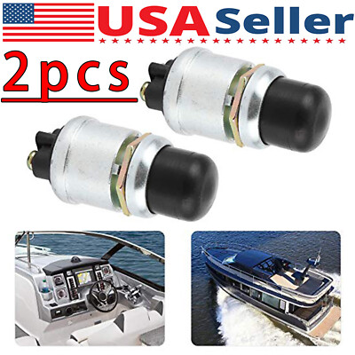 2PCS 12 Volt DC Heavy-Duty Start Momentary Push-Button Starter Switch (50 Amps)