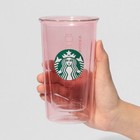 Starbucks Japan ❤️SAKURA2025 double wall heat resistant glass pail pink 355ml