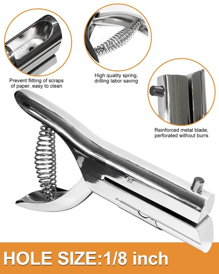 Hole Punch 1/8 Inch, Heavy Duty Single Hole Punch, Paper Card Portable