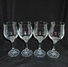 Vintage Rosenthal Monbijou Classic Rose Crystal Red Wine Glasses 6 3/8" Set of 4