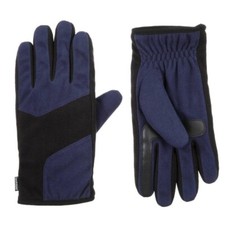 Isotoner Men's Fleece Gloves with Pieced Back Navy/Blue Large NEW