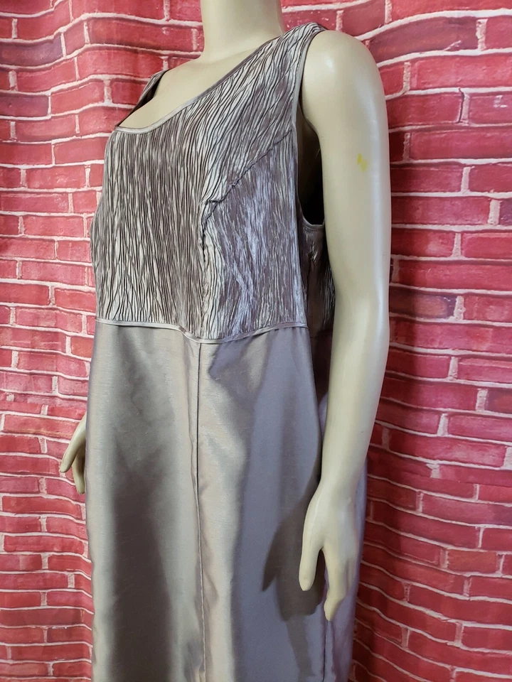 Vestido para mujer Le Bos bronceado metálico talla 20W sin mangas #CB8 Foto 3 de 4