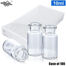 100Pcs 10ml Glass Vials,Lab Sample Vial 20mm Crimp Top Flat Bottom Bottle Clear