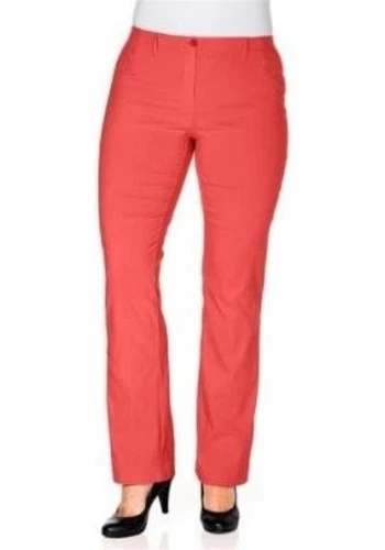Sheego Womens Bengalin Stretch Pants Trousers Stretch Chino Coral Red Long Size 240397