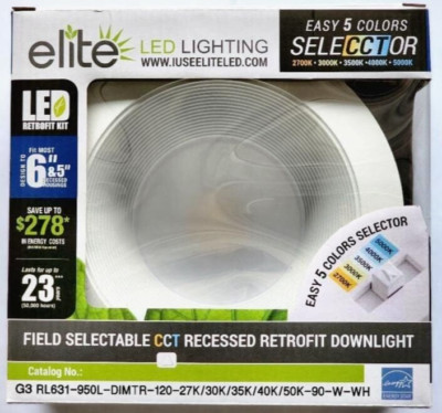 ELITE RL631-950L-DIMTR-120-27K/30K/35K/40K/50K-90-W-WH 6