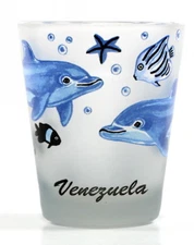 VENEZUELA BLUE DOLPHIN OVERALL SHOT GLASS 