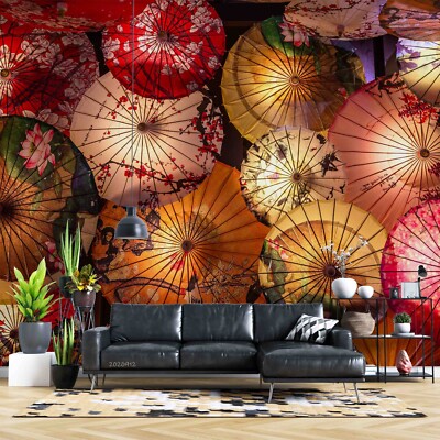 3D Color Paper Umbrella Self-adhesive Removable Wallpaper Murals 2