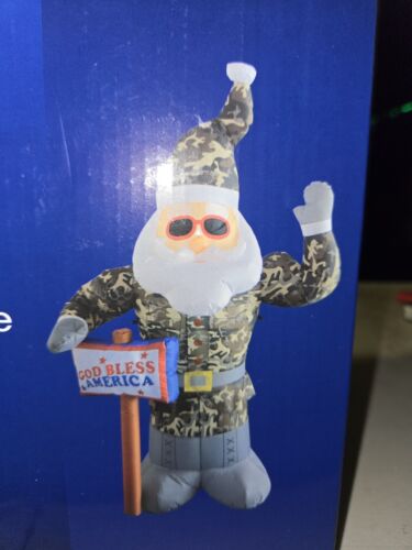 Camouflage Camo Army Military Santa Claus 7' Tall LED Airblown Inflatable NEW 1 - Picture 2 of 3