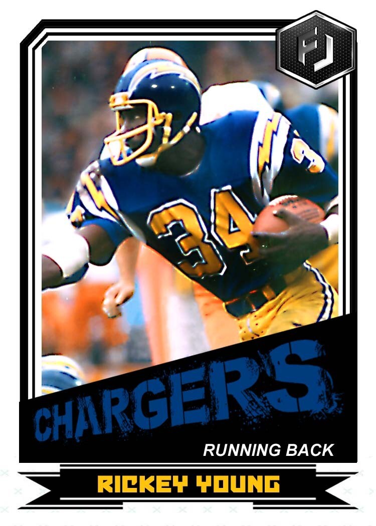 ACEO RICKEY YOUNG SAN DIEGO CHARGERS CUSTOM HAND MADE ART CARD