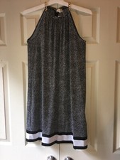 Michael Kors Chain Shoulder Stretch Dress BLACK /WHITE Size M NEW $110