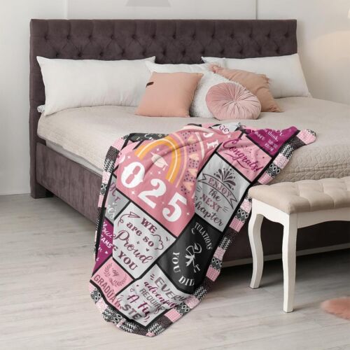 Graduation Blanket Flannel 60x50 Soft Cozy Gift Class of 2025 Travel Napping - Picture 6 of 9