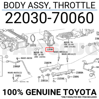 2203070060 Genuine Toyota BODY ASSY, THROTTLE 22030-70060 | eBay