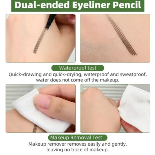 2 in1 Double Head Eye liner Brow Pencil Make up Waterproof Eyeliner Eyebrow Pen - Picture 6 of 16
