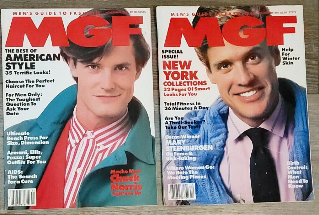 Lot of 2 MGF MEN'S GUIDE TO FASHION MAGAZINE Nov Dec 1986 Chuck