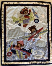 VTG Lambs And Ivy 3D Teddy Bear  Planes Baby Crib Blanket Quilt Comforter