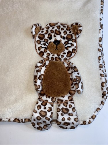 Babies R Us White Blanket with 3D Leopard Bear and Trim Soft Cute - Picture 9 of 9