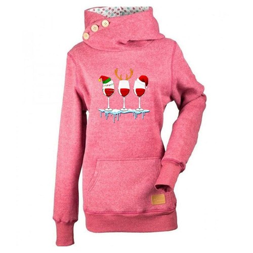 Women's Hoodie Tops Blouse Christmas Xmas Hooded Sweatshirt Pullover Plus Size - Picture 20 of 34