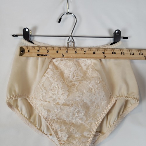 Vintage Olga Slip Höschen Large Second Skin Spitze Overlay beige hoher Bund 40010 - Bild 5 von 11