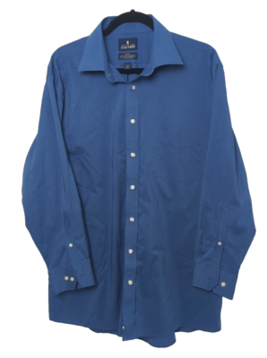 Stafford Mens Regular Fit Blue Dress Shirt Travel Easy Care Broadcloth 17  32-33 | eBay