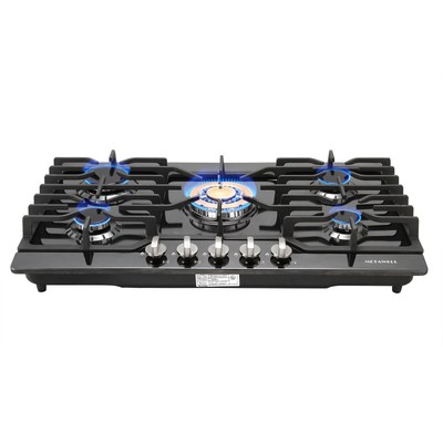 30 76cm Gas Glass Cooktop 5 Burners Built In Gas Lpg Ng Black