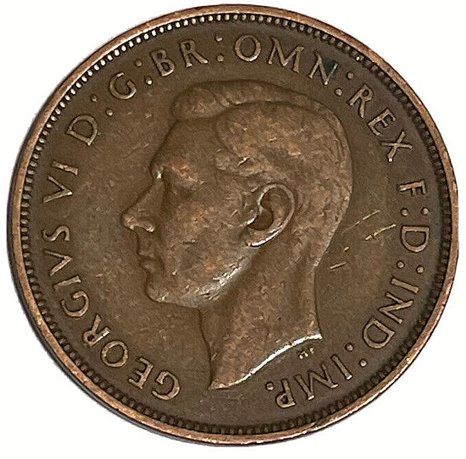1938 Great Britain One Penny Circulated UK World Coin King