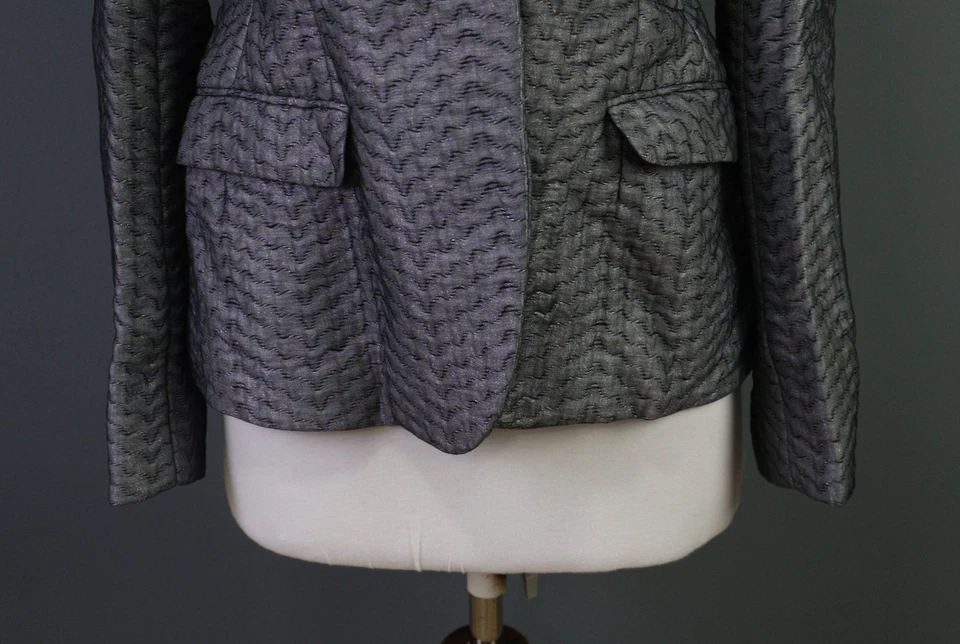 Blazer Abrigo Chaqueta Miu Gris Botón Único Pecho Ligero Talla 40 Foto 3 de 4