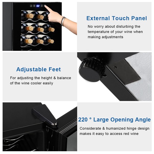 Wine Cooler Refrigerator 18 Bottle 115V Compressor Beverage Chiller Black 1.8Cu - Picture 9 of 12