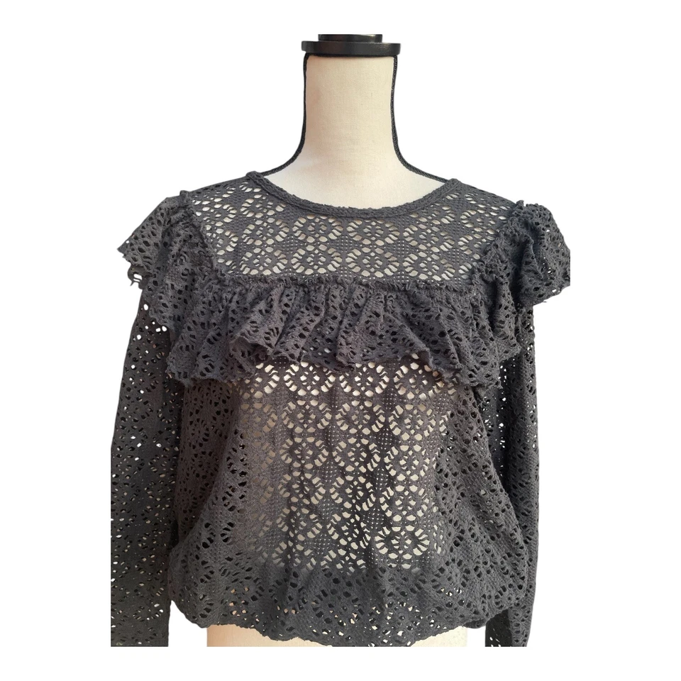 Top Free People Beach Crochet Para Mujer Pequeño "Feel the Love" Negro Tejido Abierto Foto 2 de 4