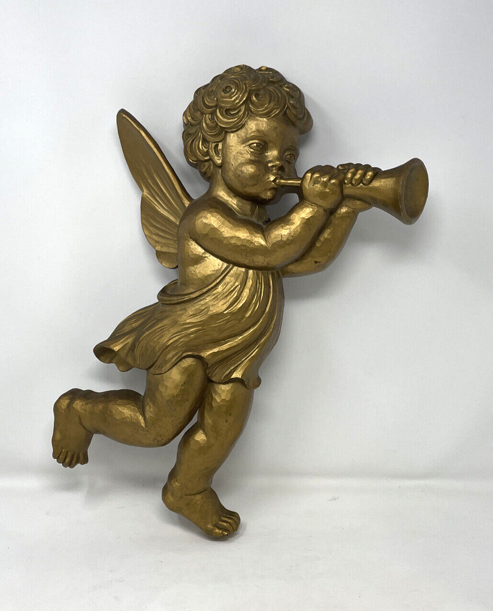 新品未使用品‼️バカラ置物ANGEL TROMBAトランペット Vintage angel Wall Hanging Gold blowing trumpet 15