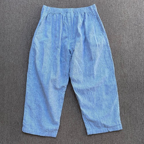pantaloni cropped goddess gear lino cotone grigio bianco righe S gamba larga lagenlook - Foto 10 di 10