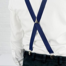 Skinny Navy Trouser Braces Elastic Suspenders Handmade in England