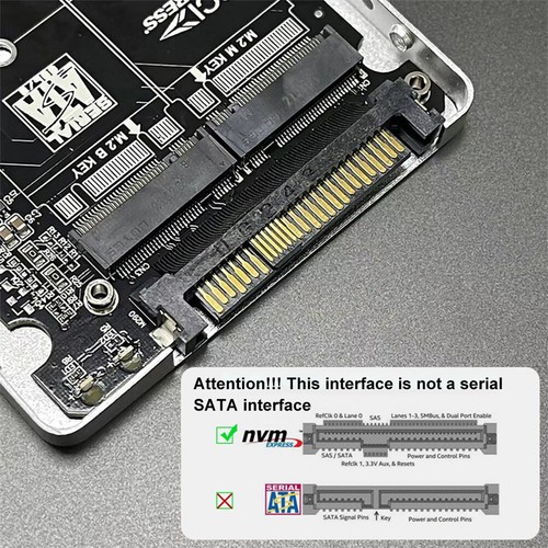 M.2 SSD To U.2 Adapter Card M.2 NVMe SATA-Bus NGFF SSD To PCI-e U.2 Adapter - Photo 5/5