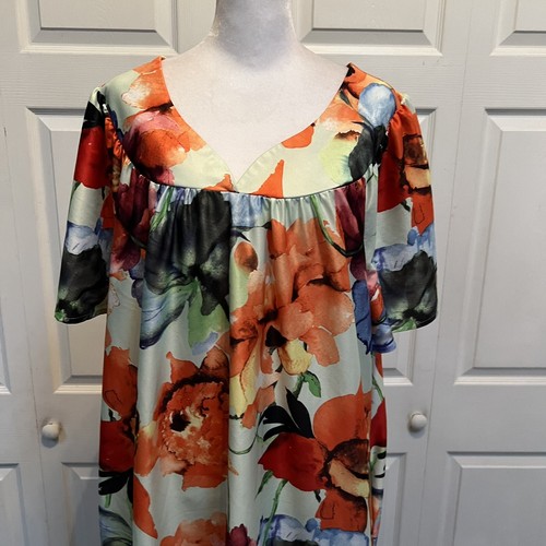 Anthony Richards Floral Hawaiian Mu Mu Dress Size 2X Pockets Vintage - Picture 13 of 16