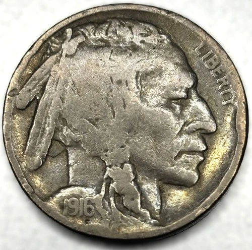 1916 S Buffalo Nickel ~ VG Very Good ~ Better Date ~ 5c US Coin - 1354