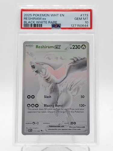 RESHIRAM EX 2025 POKEMON WHITE FLARE BLACK WHITE RARE #173/086 PSA 10 Q3963
