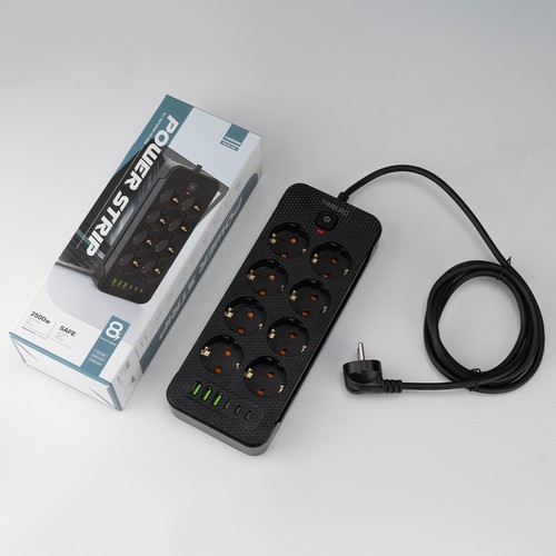 Steckdosenleiste 8-Fach 3 USB Mehrfachsteckdose mit Flachstecker und Schalter DE - Bild 12 von 13