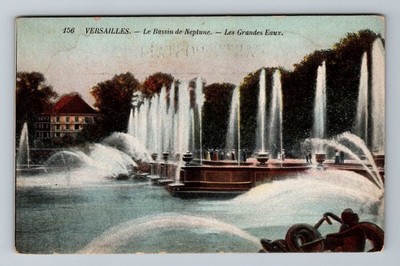Versailles France, Le Bassin de Neptune, Les Grandes Eaux Vintage Postcard
